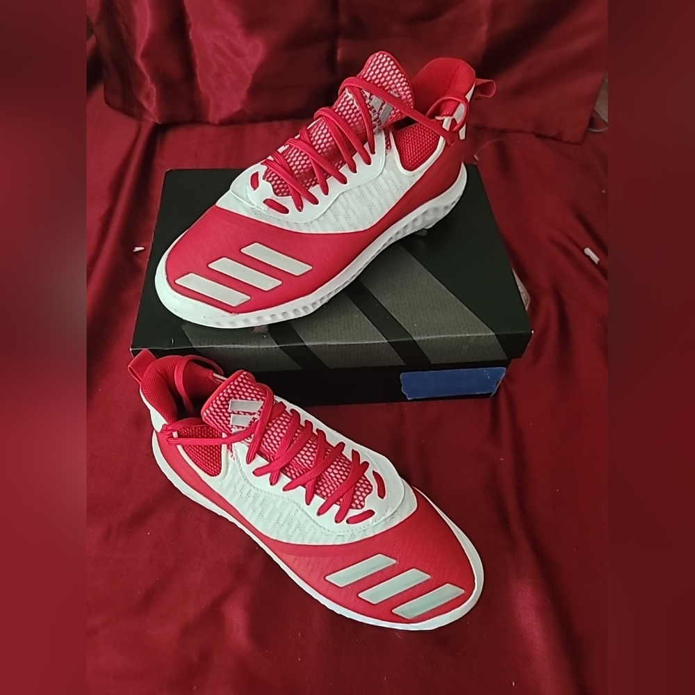 Adidas Icon 7 Metal Baseball Cleats Red White 753001 Mens Size 10.5New